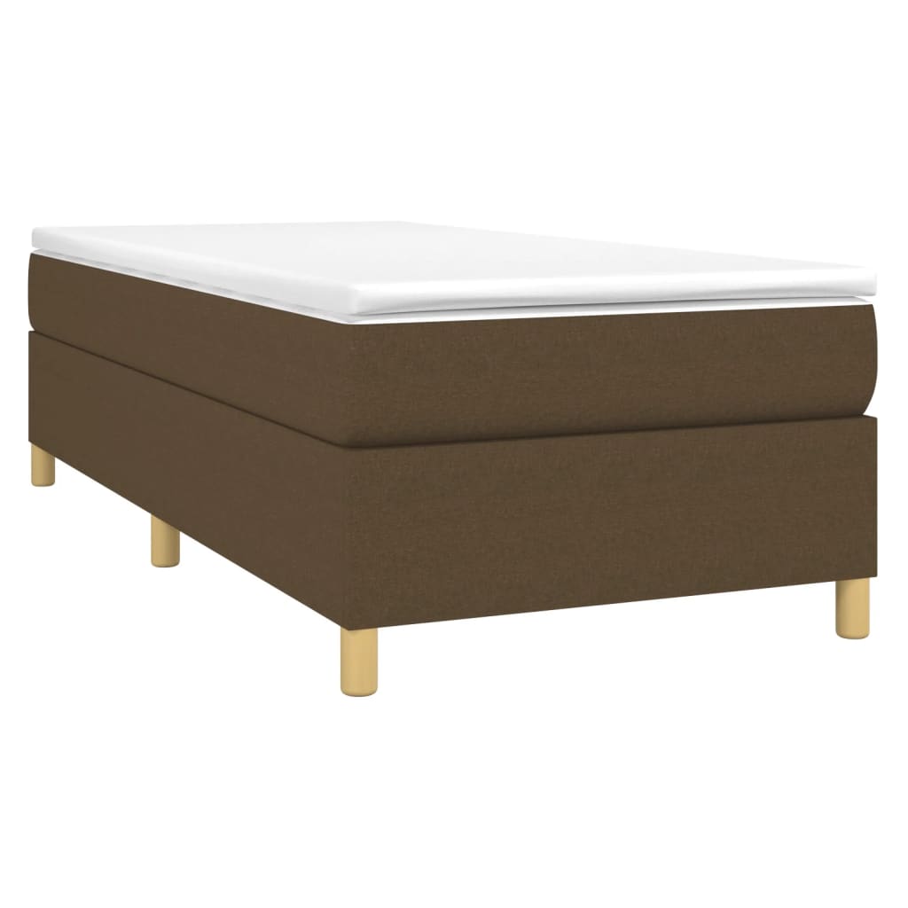 vidaXL Cama box spring con colchón tela marrón oscuro 90x190 cm