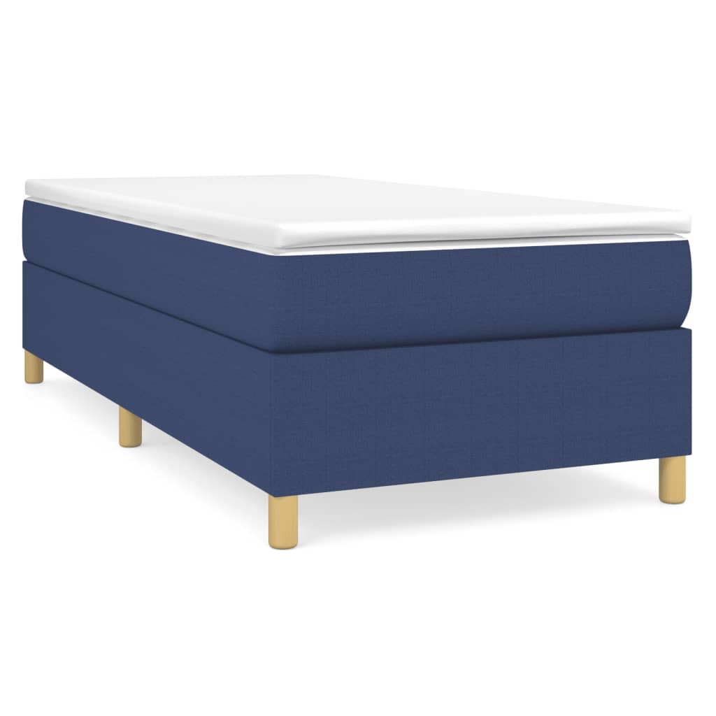 vidaXL Cama box spring con colchón tela azul 90x190 cm