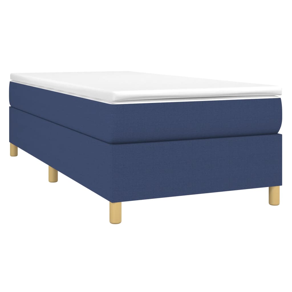 vidaXL Cama box spring con colchón tela azul 90x190 cm