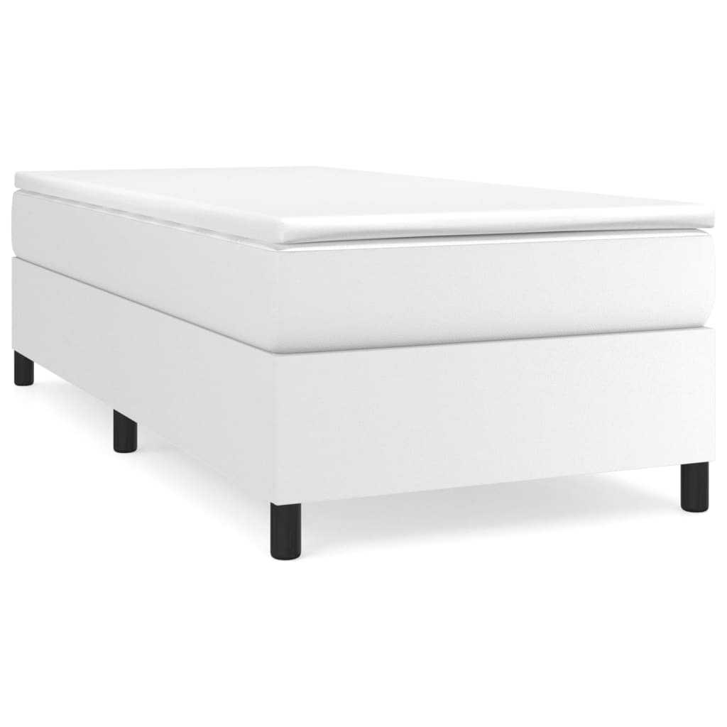 vidaXL Cama box spring con colchón cuero sintético blanco 100x200 cm