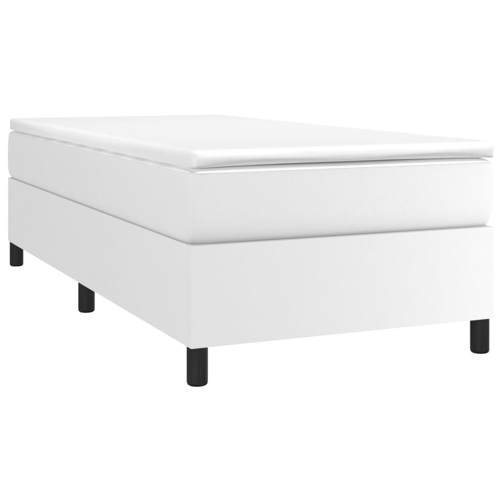 vidaXL Cama box spring con colchón cuero sintético blanco 100x200 cm