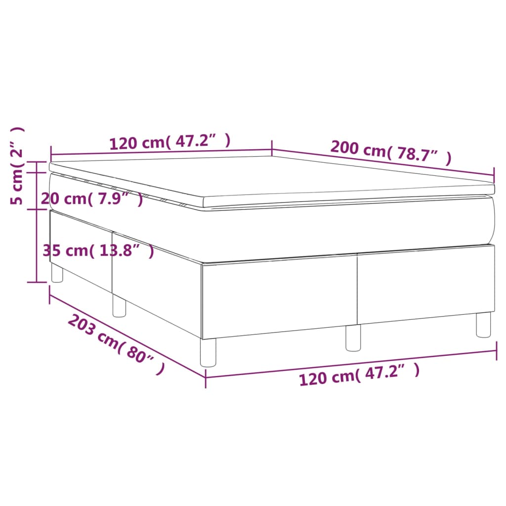 vidaXL Cama box spring con colchón cuero sintético negro 120x200 cm