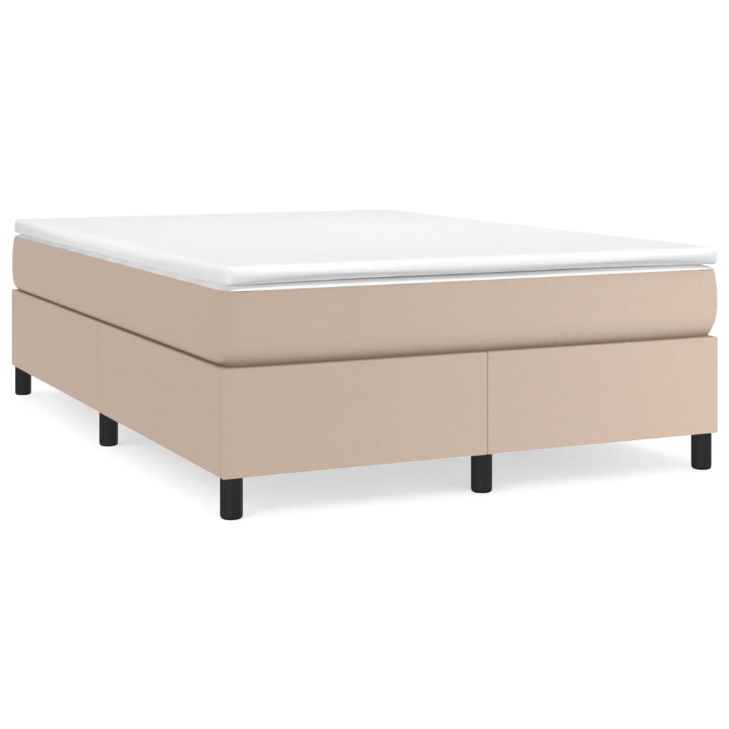 vidaXL Cama box spring con colchón cuero sintético capuchino 160x200cm