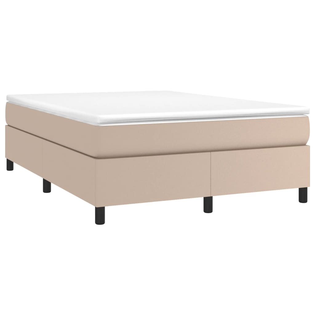 vidaXL Cama box spring con colchón cuero sintético capuchino 160x200cm