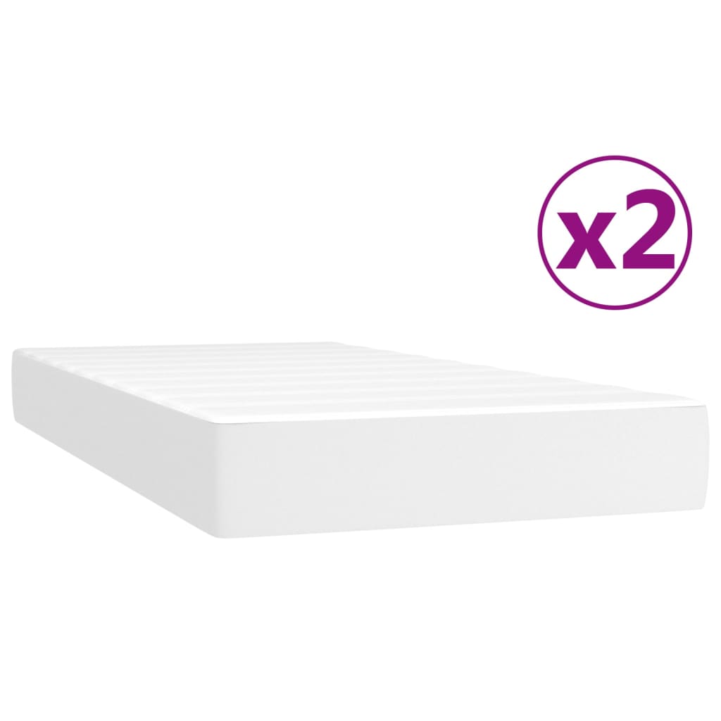 vidaXL Cama box spring con colchón cuero sintético blanco 200x200 cm