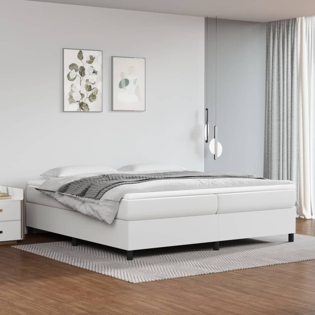 vidaXL Cama box spring con colchón cuero sintético blanco 200x200 cm