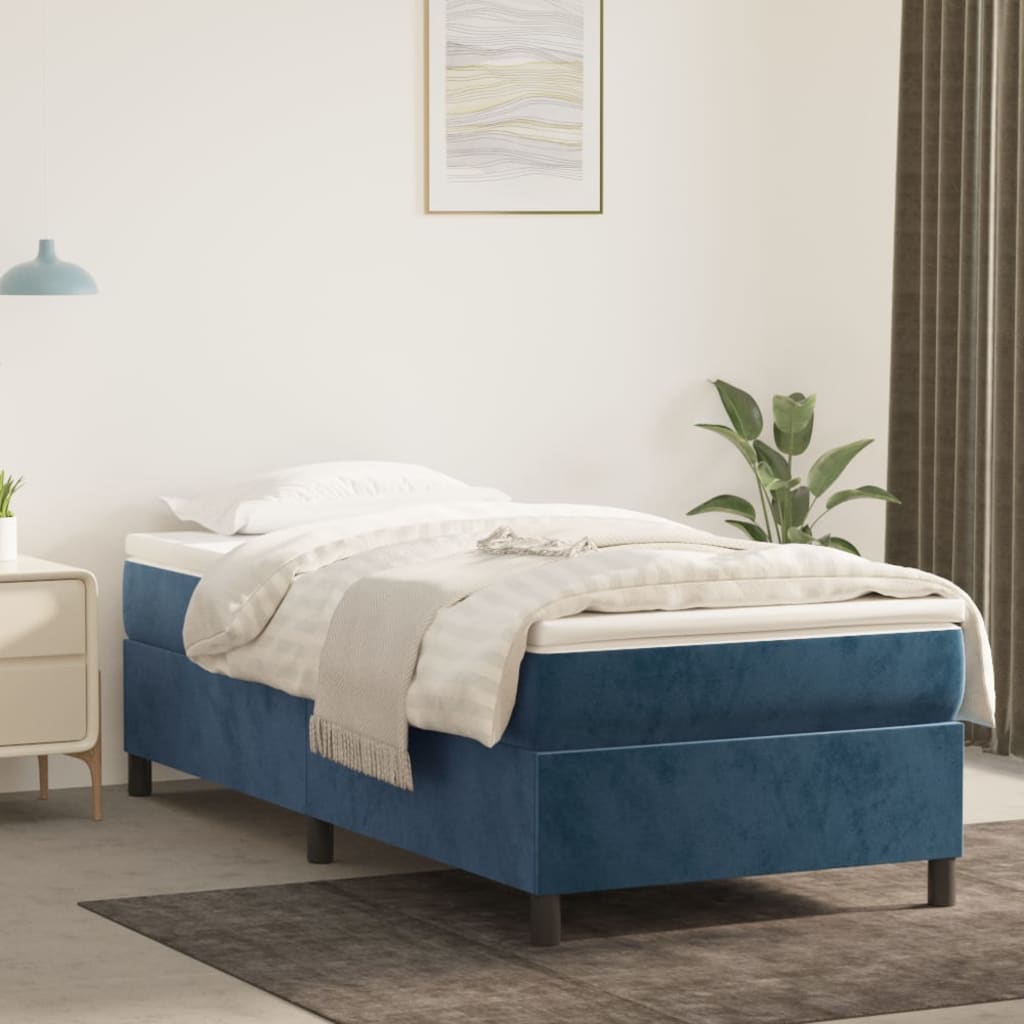 vidaXL Cama box spring con colchón terciopelo azul oscuro 80x200 cm