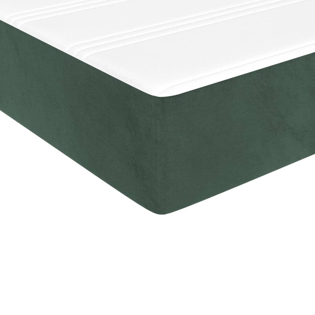 vidaXL Cama box spring con colchón terciopelo verde oscuro 140x190 cm