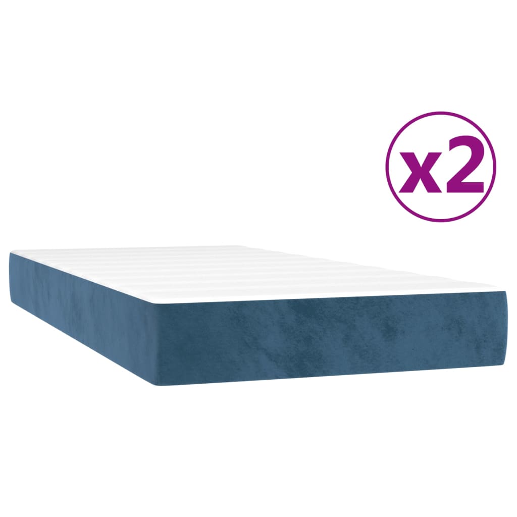 vidaXL Cama box spring con colchón terciopelo azul oscuro 200x200 cm