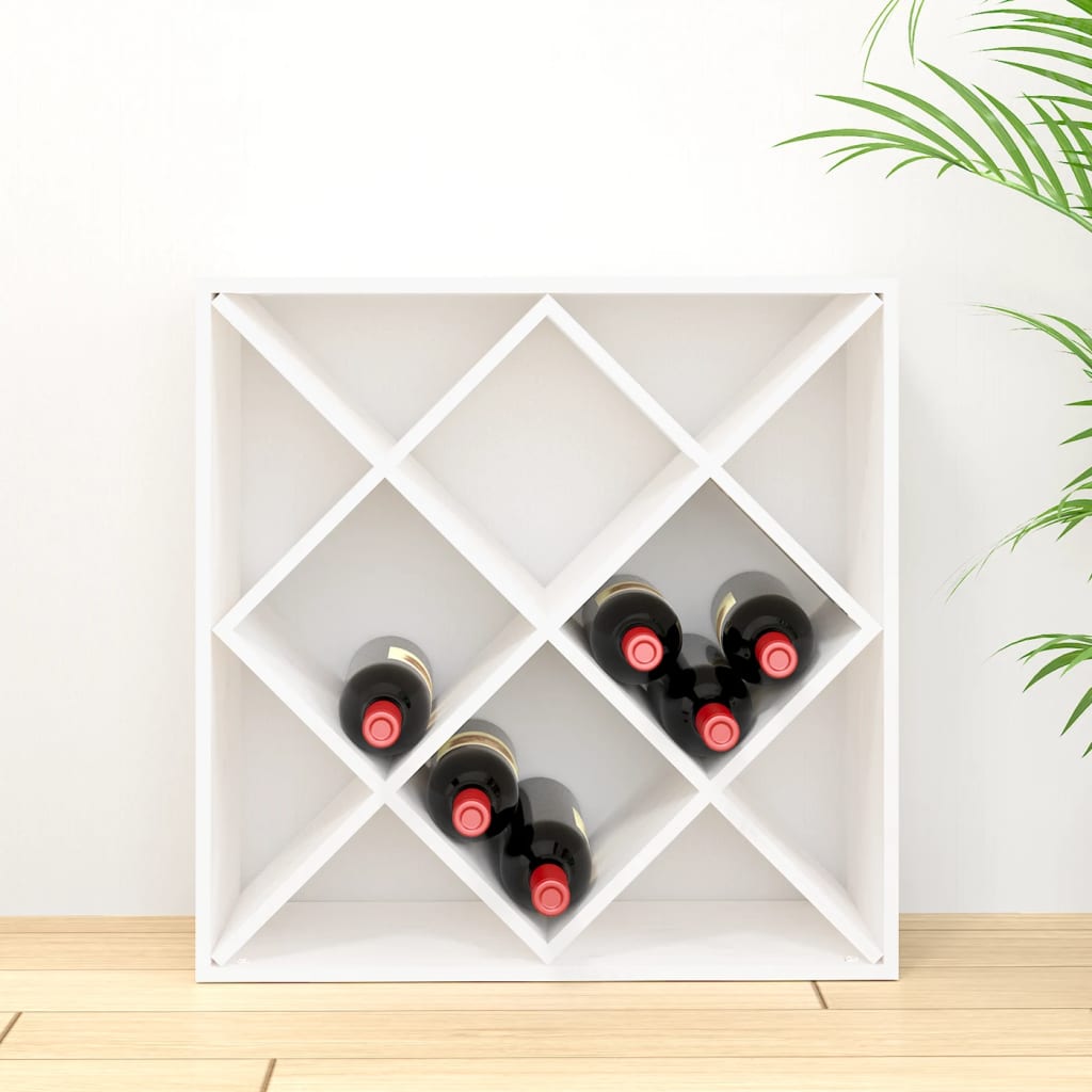 vidaXL Botellero de madera maciza de pino blanco 62x25x62 cm