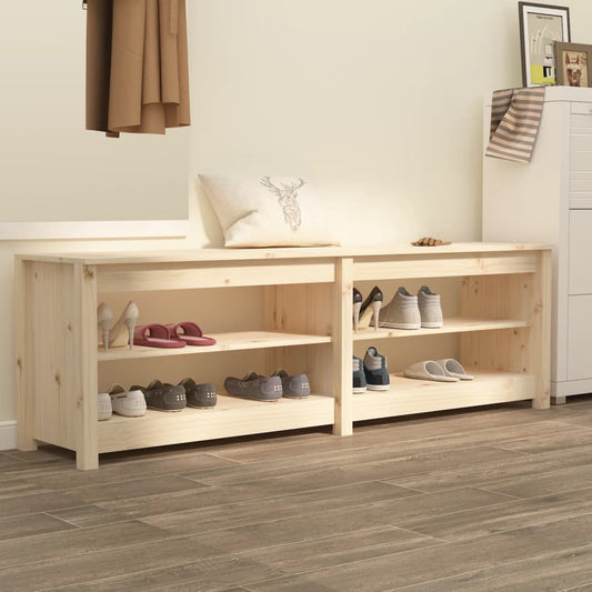 vidaXL Banco zapatero de madera maciza de pino 160x36,5x50 cm