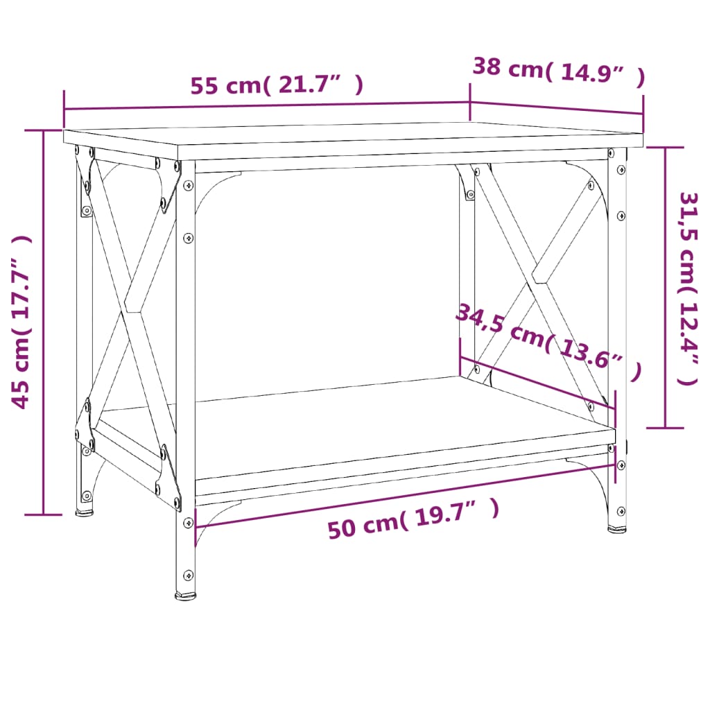 vidaXL Mesa auxiliar madera contrachapada roble Sonoma 55x38x45 cm