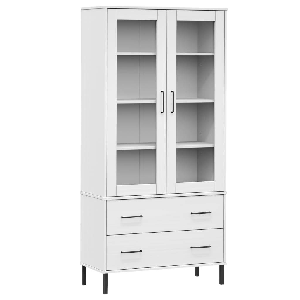 vidaXL Librería patas de metal OSLO madera maciza blanco 85x35x172,5cm