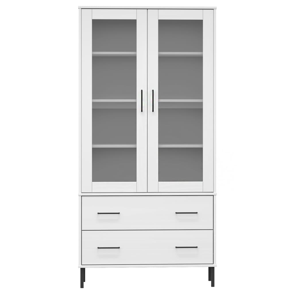 vidaXL Librería patas de metal OSLO madera maciza blanco 85x35x172,5cm