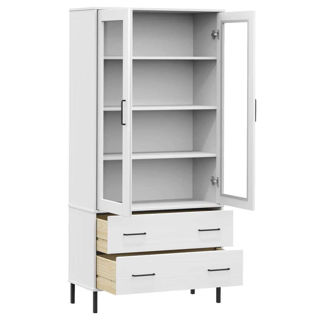 vidaXL Librería patas de metal OSLO madera maciza blanco 85x35x172,5cm