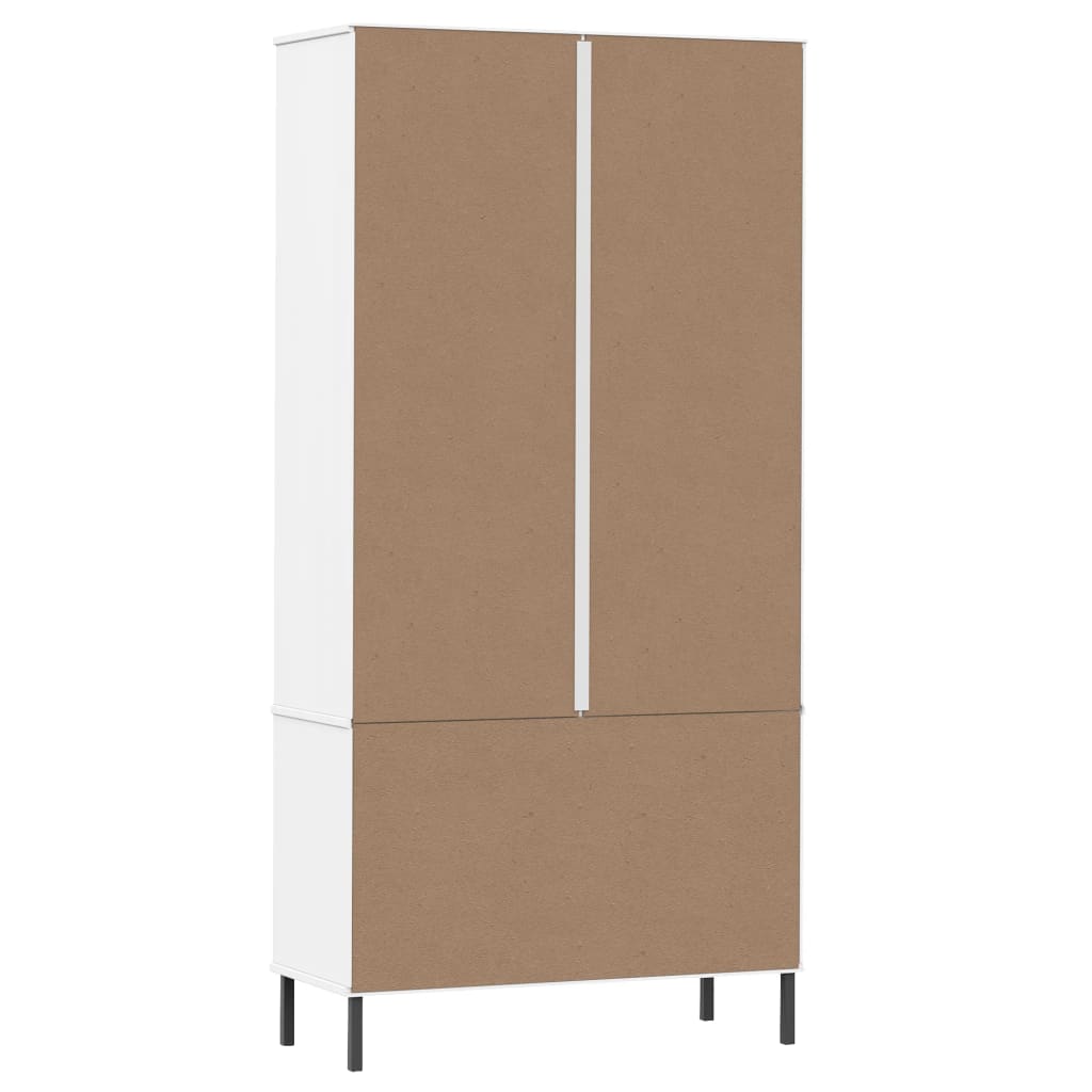 vidaXL Librería patas de metal OSLO madera maciza blanco 85x35x172,5cm