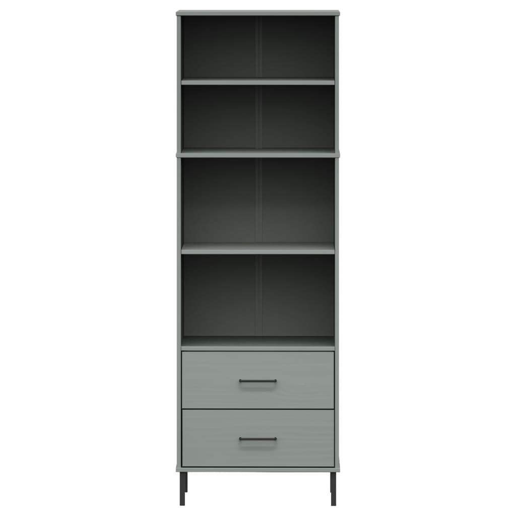 vidaXL Librería con 2 cajones OSLO madera maciza gris 60x35x180 cm