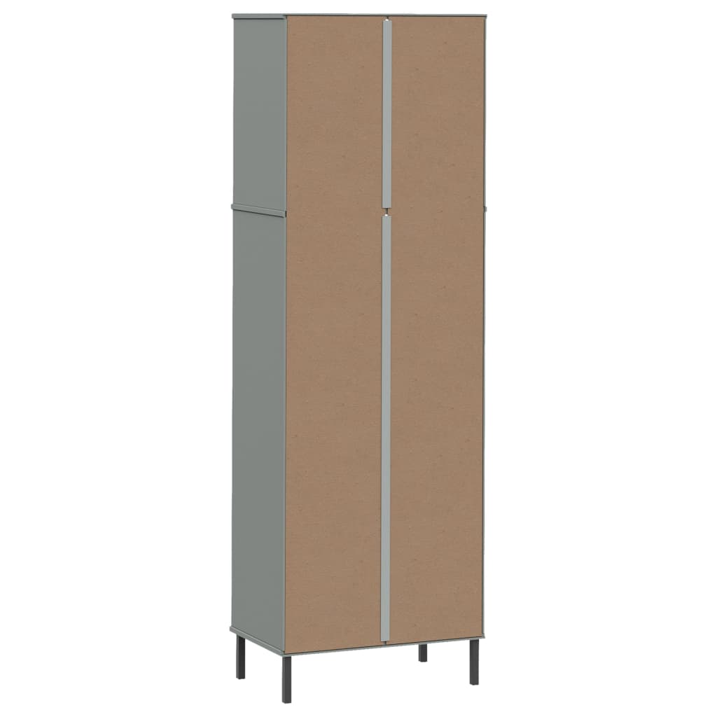 vidaXL Librería con 2 cajones OSLO madera maciza gris 60x35x180 cm