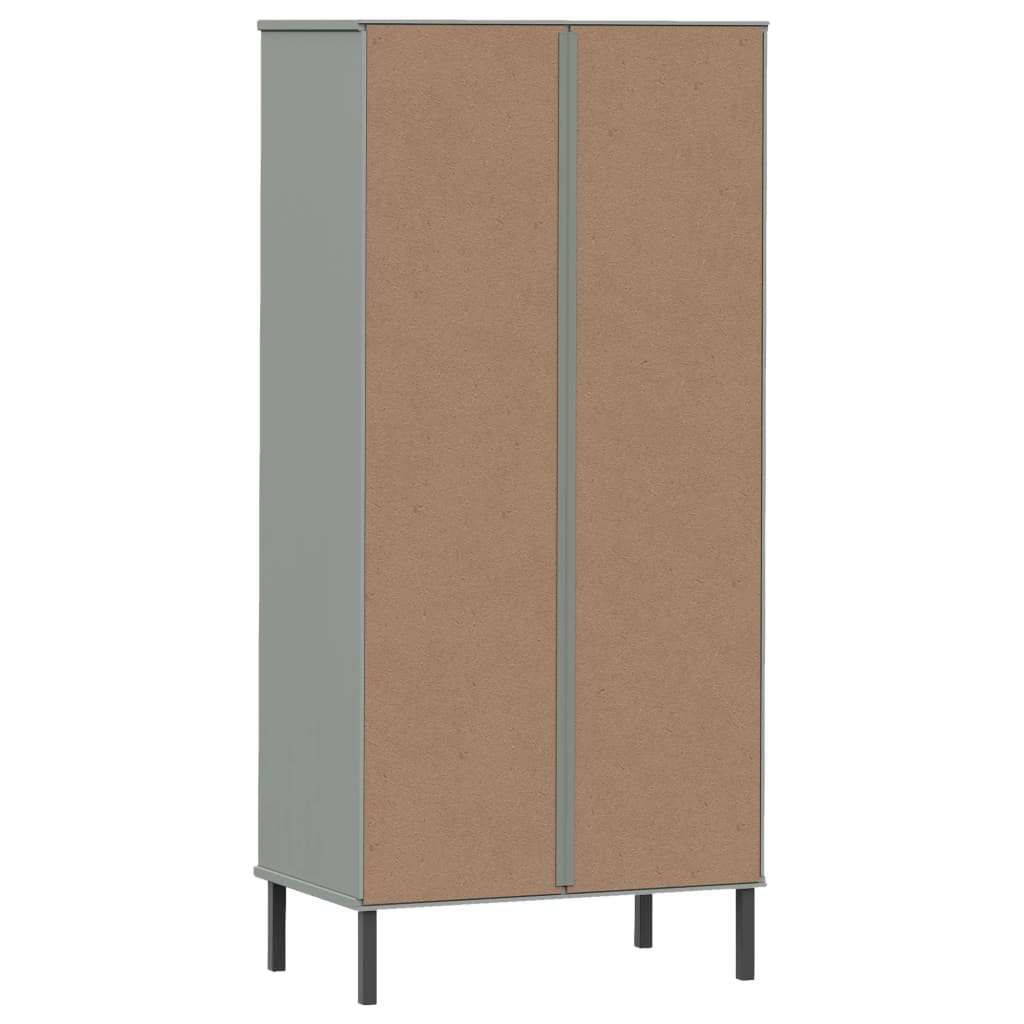 vidaXL Librería con 2 cajones OSLO madera maciza gris 60x35x128,5 cm