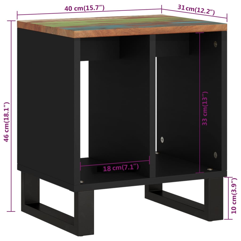 vidaXL Mesa auxiliar madera reciclada y contrachapada 40x31x46 cm