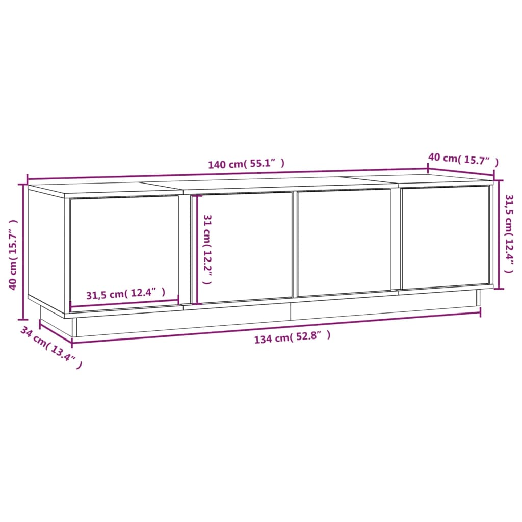 vidaXL Mueble de TV de madera maciza de pino 140x40x40 cm