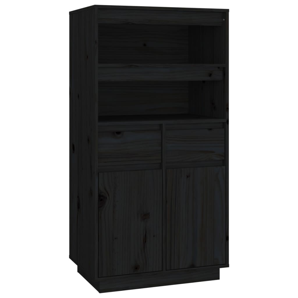 vidaXL Aparador alto de madera maciza de pino negro 60x40x116,5 cm