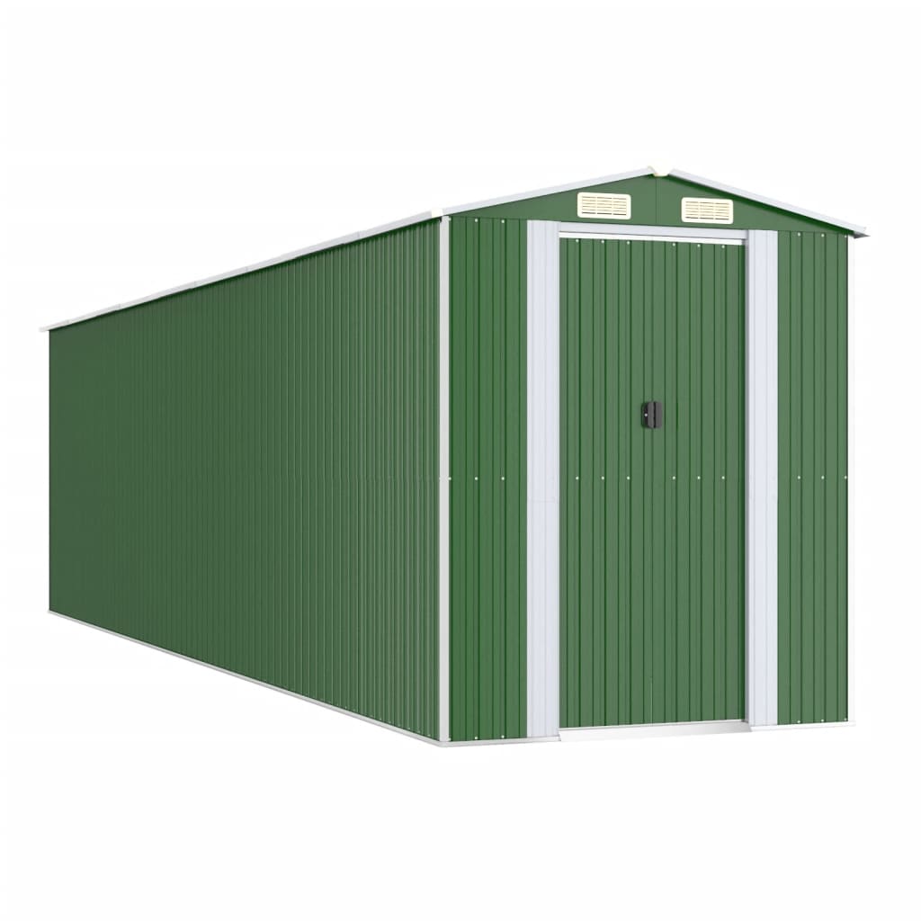 vidaXL Cobertizo de jardín acero galvanizado verde 192x772x223 cm