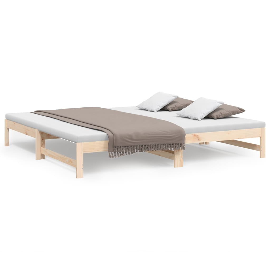 vidaXL Sofá cama extraíble madera maciza de pino 2x(90x200) cm