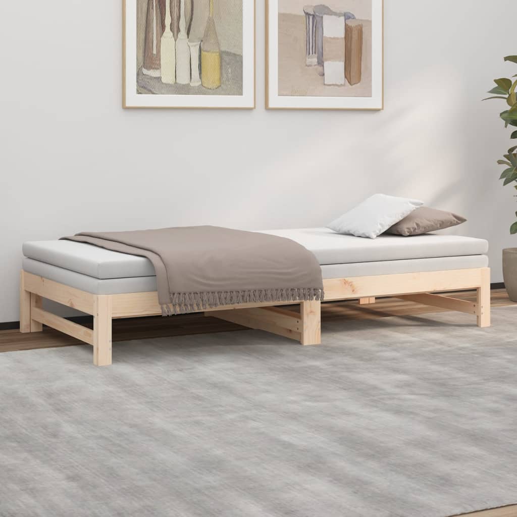 vidaXL Sofá cama extraíble madera maciza de pino 2x(90x200) cm