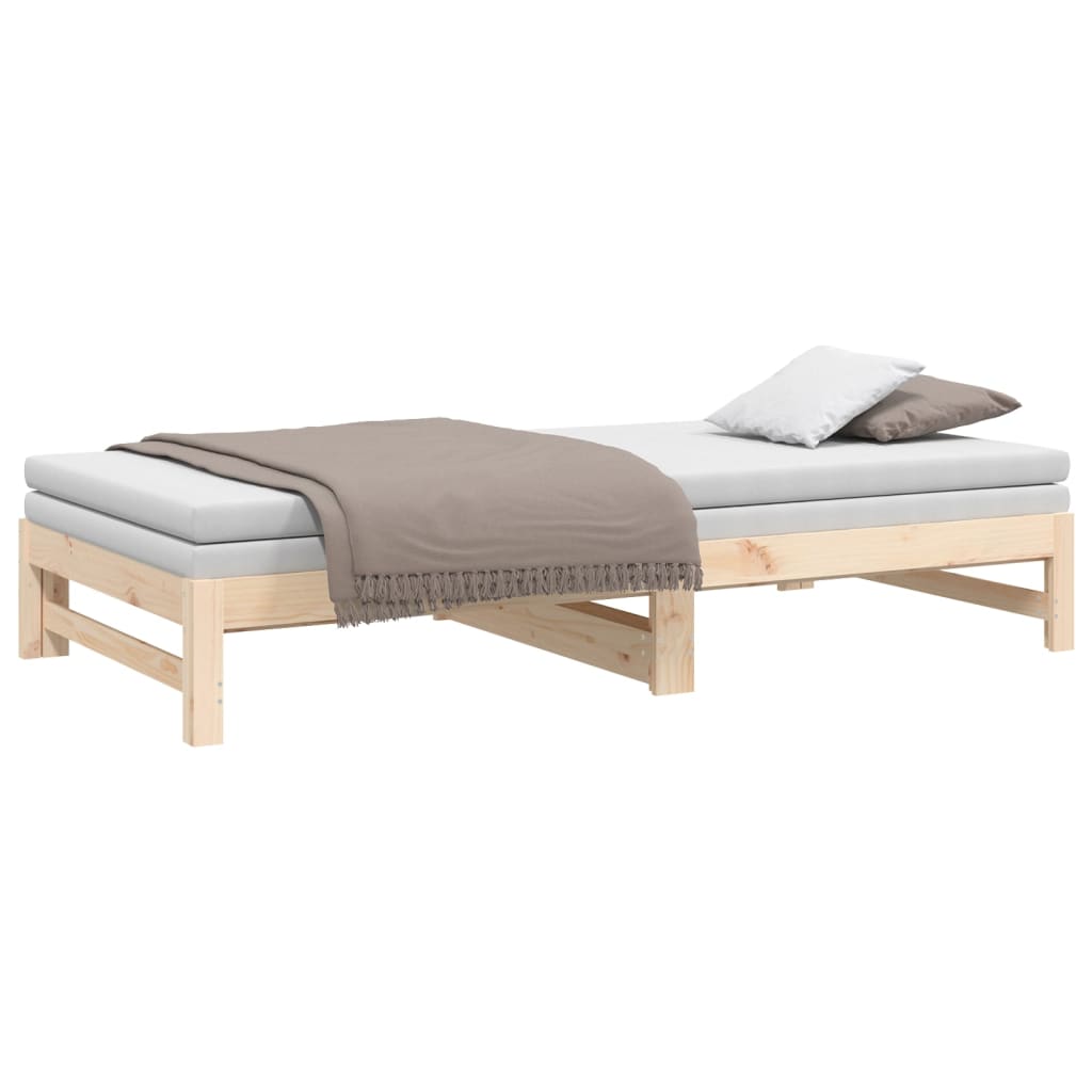 vidaXL Sofá cama extraíble madera maciza de pino 2x(90x200) cm