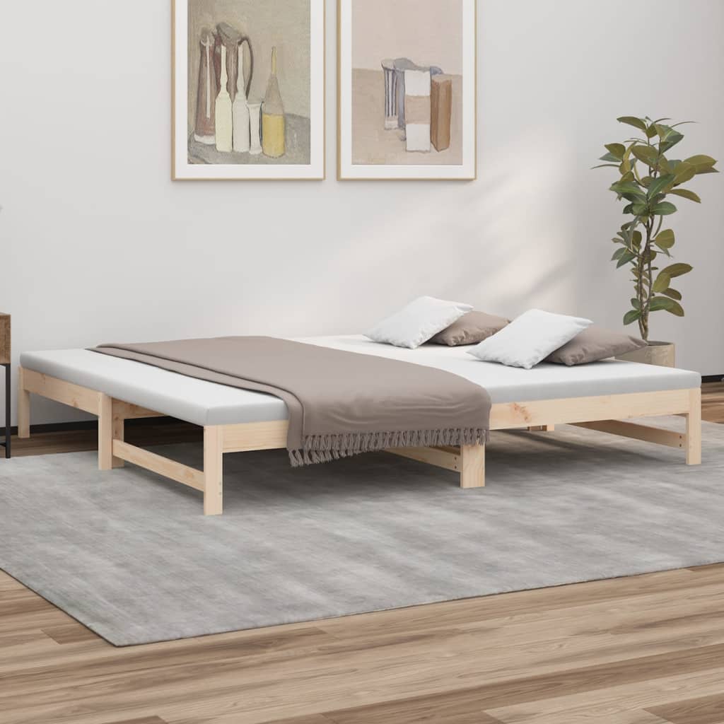 vidaXL Sofá cama extraíble madera maciza de pino 2x(90x200) cm