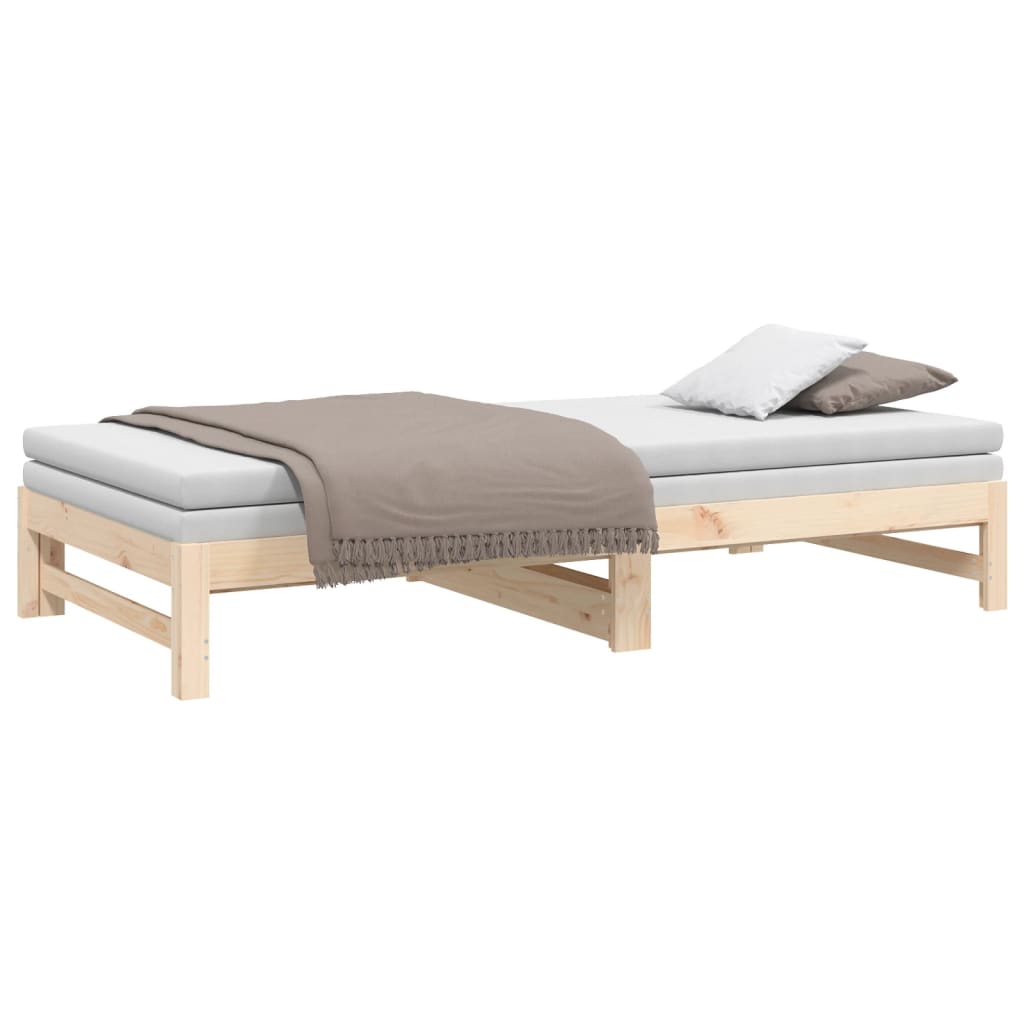 vidaXL Sofá cama extraíble madera maciza de pino 2x(80x200) cm