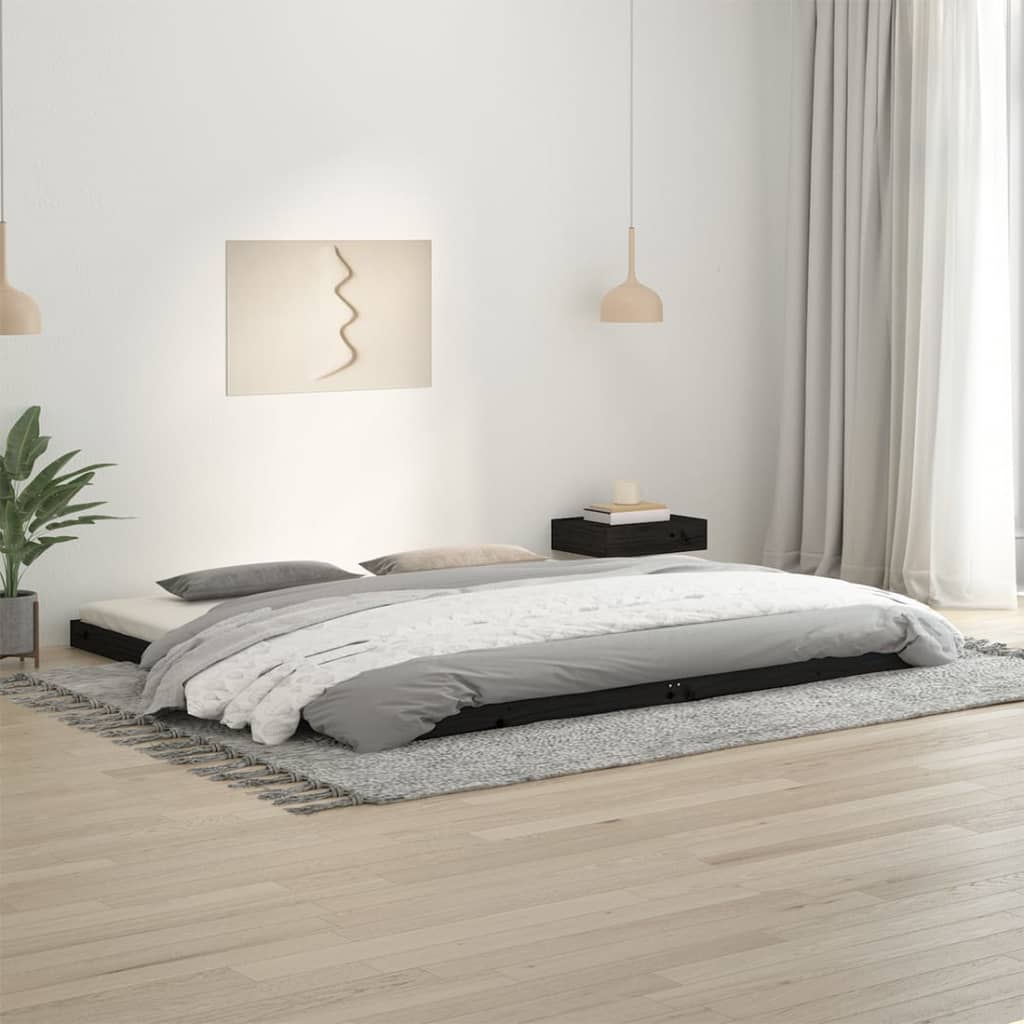 vidaXL Estructura de cama de madera maciza de pino negro 200x200 cm