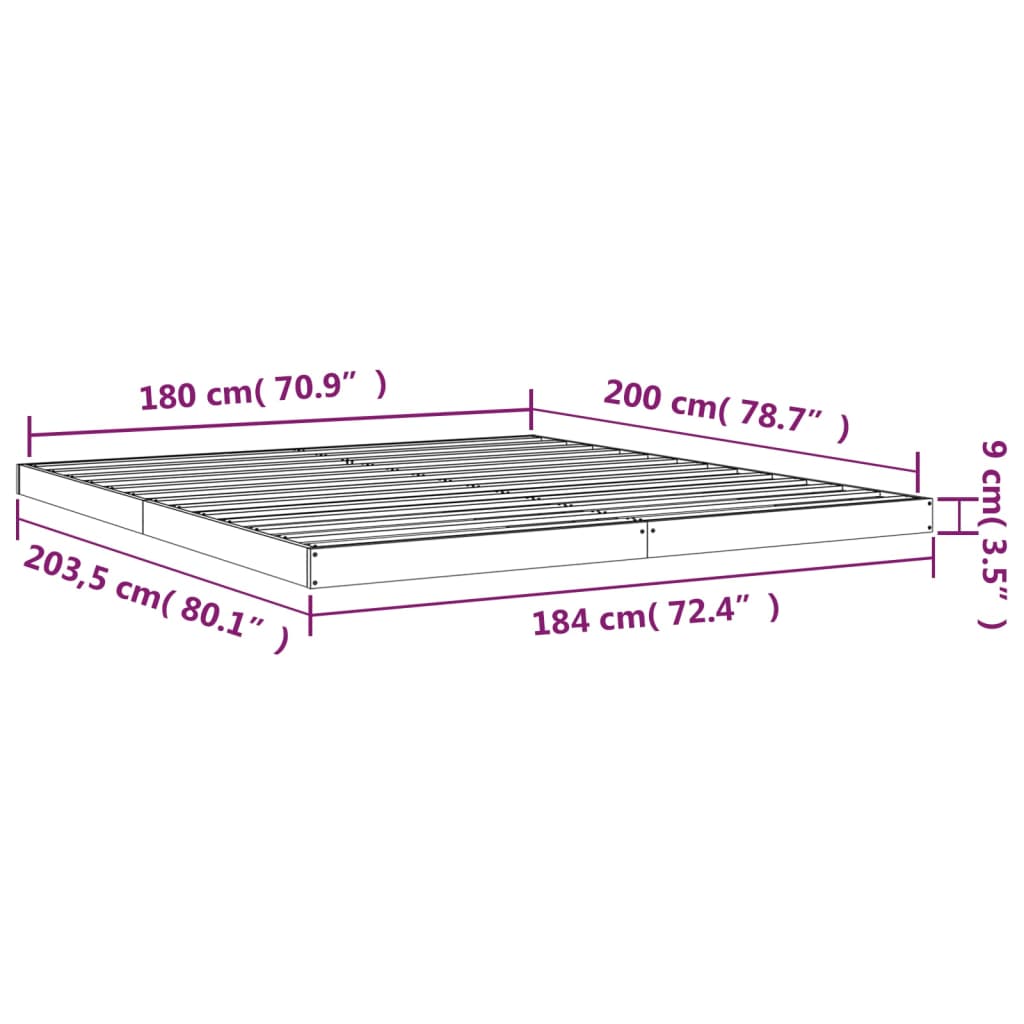 vidaXL Cama sin colchón madera maciza de pino blanca 180x200 cm