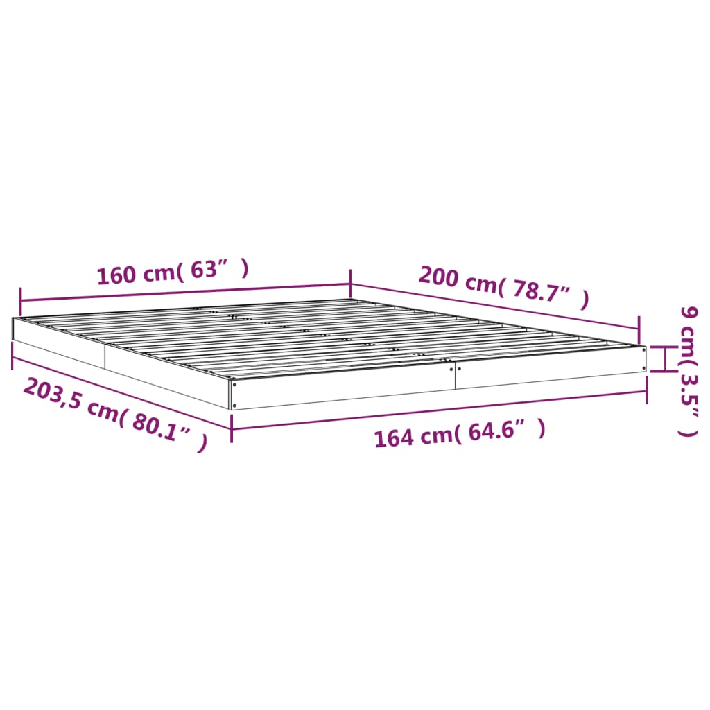 vidaXL Estructura de cama sin colchón madera maciza de pino 160x200 cm