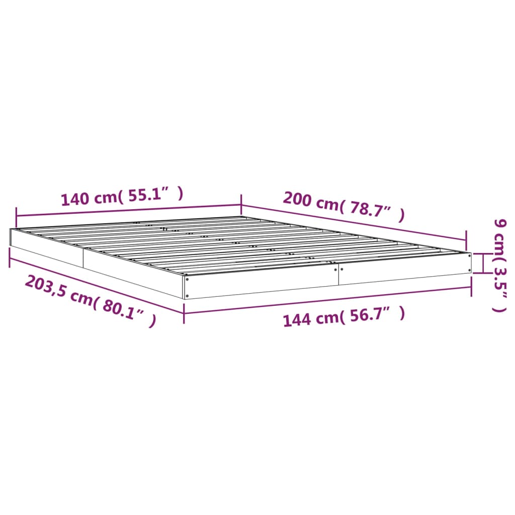 vidaXL Estructura de cama sin colchón madera de pino blanca 140x200 cm