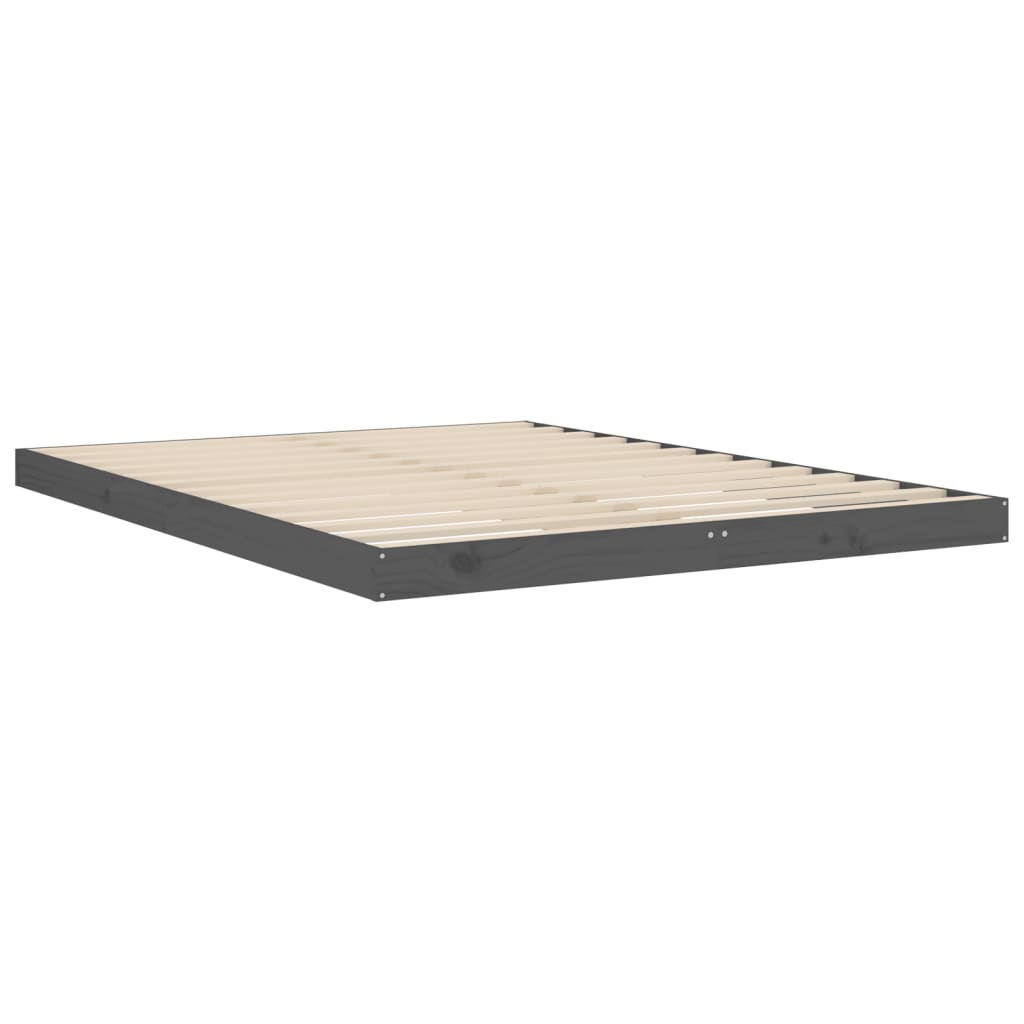 vidaXL Estructura de cama de madera maciza de pino gris 140x190 cm