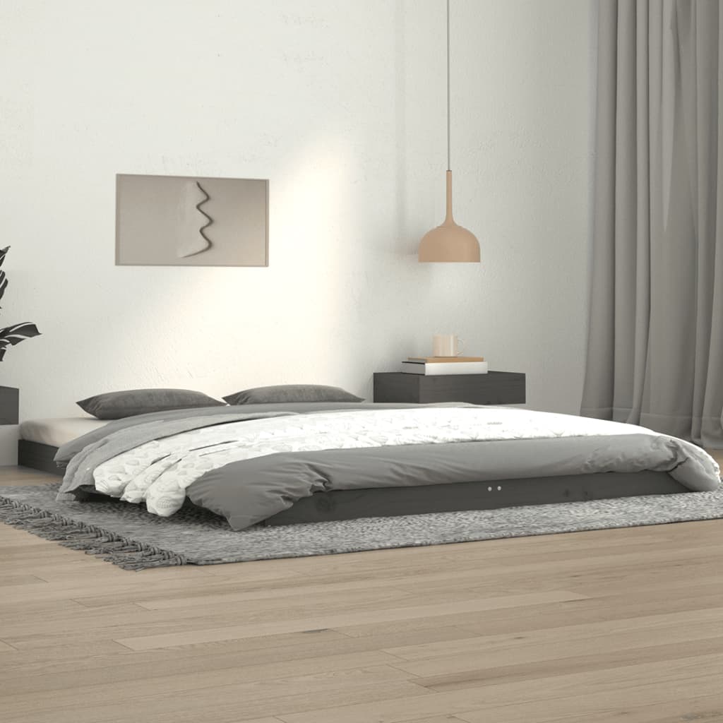 vidaXL Estructura de cama de madera maciza de pino gris 140x190 cm