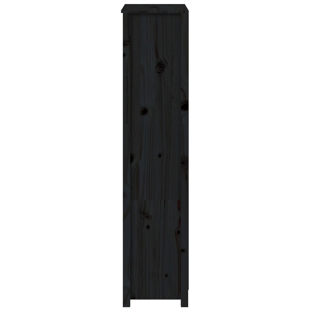 vidaXL Aparador alto madera maciza de pino negro 80x35x154 cm