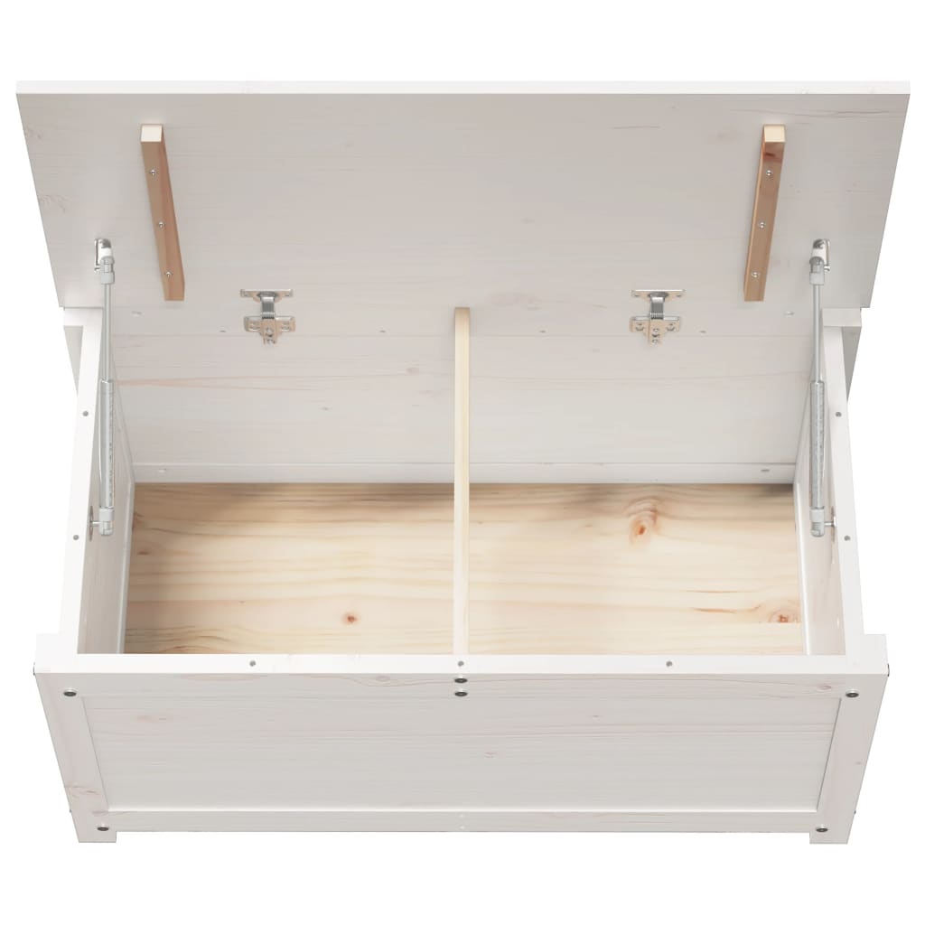 vidaXL Caja de almacenaje madera maciza de pino blanco 80x40x45,5 cm