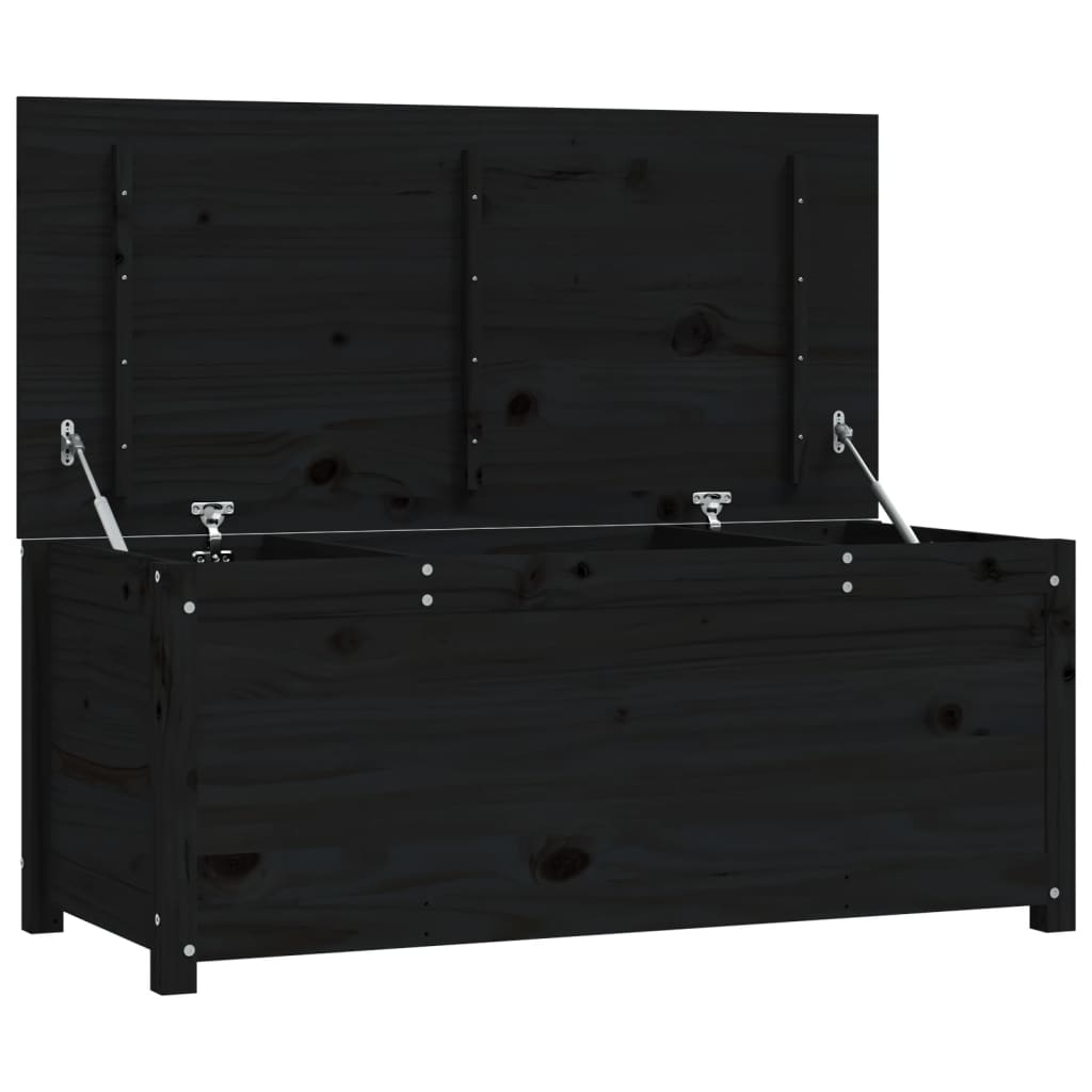 vidaXL Caja de almacenaje madera maciza de pino negro 110x50x45,5 cm