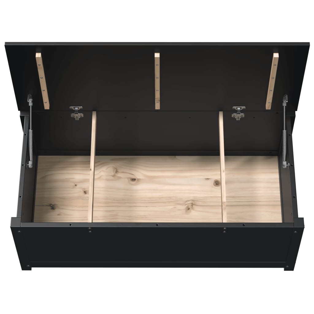 vidaXL Caja de almacenaje madera maciza de pino negro 110x50x45,5 cm