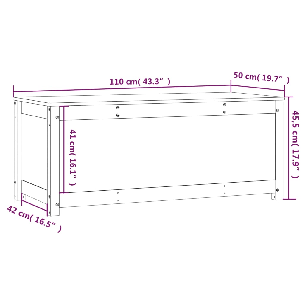 vidaXL Caja de almacenaje madera maciza de pino negro 110x50x45,5 cm