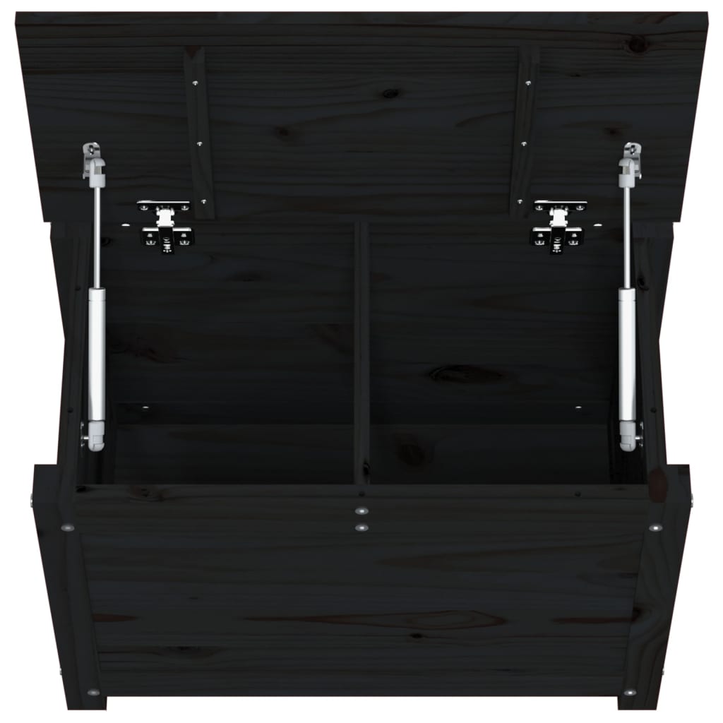 vidaXL Caja de almacenaje madera maciza de pino negro 60x32x45,5 cm