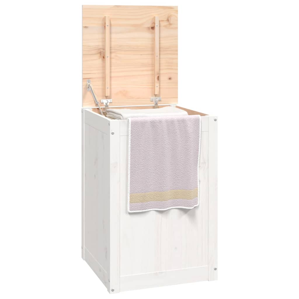 vidaXL Baúl para la colada madera maciza de pino blanco 44x44x66 cm