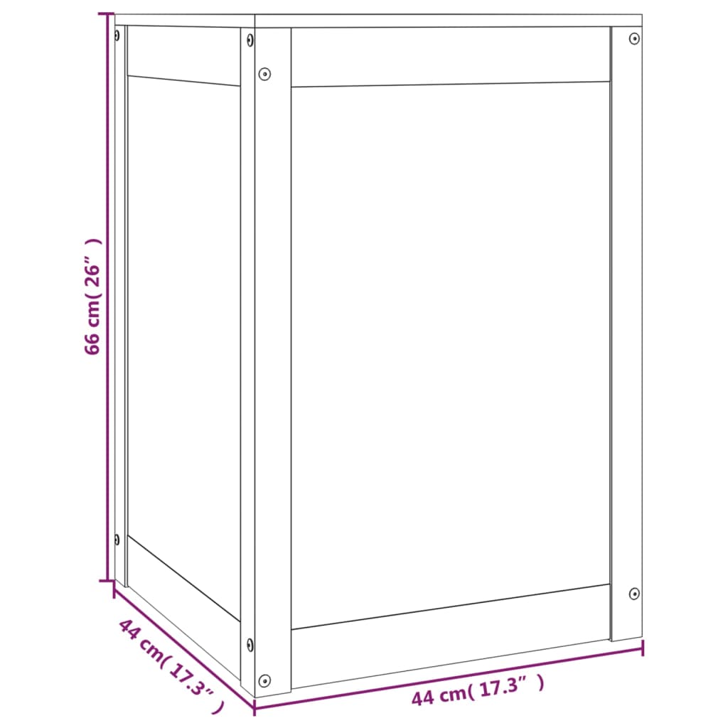 vidaXL Baúl para la colada madera maciza de pino blanco 44x44x66 cm