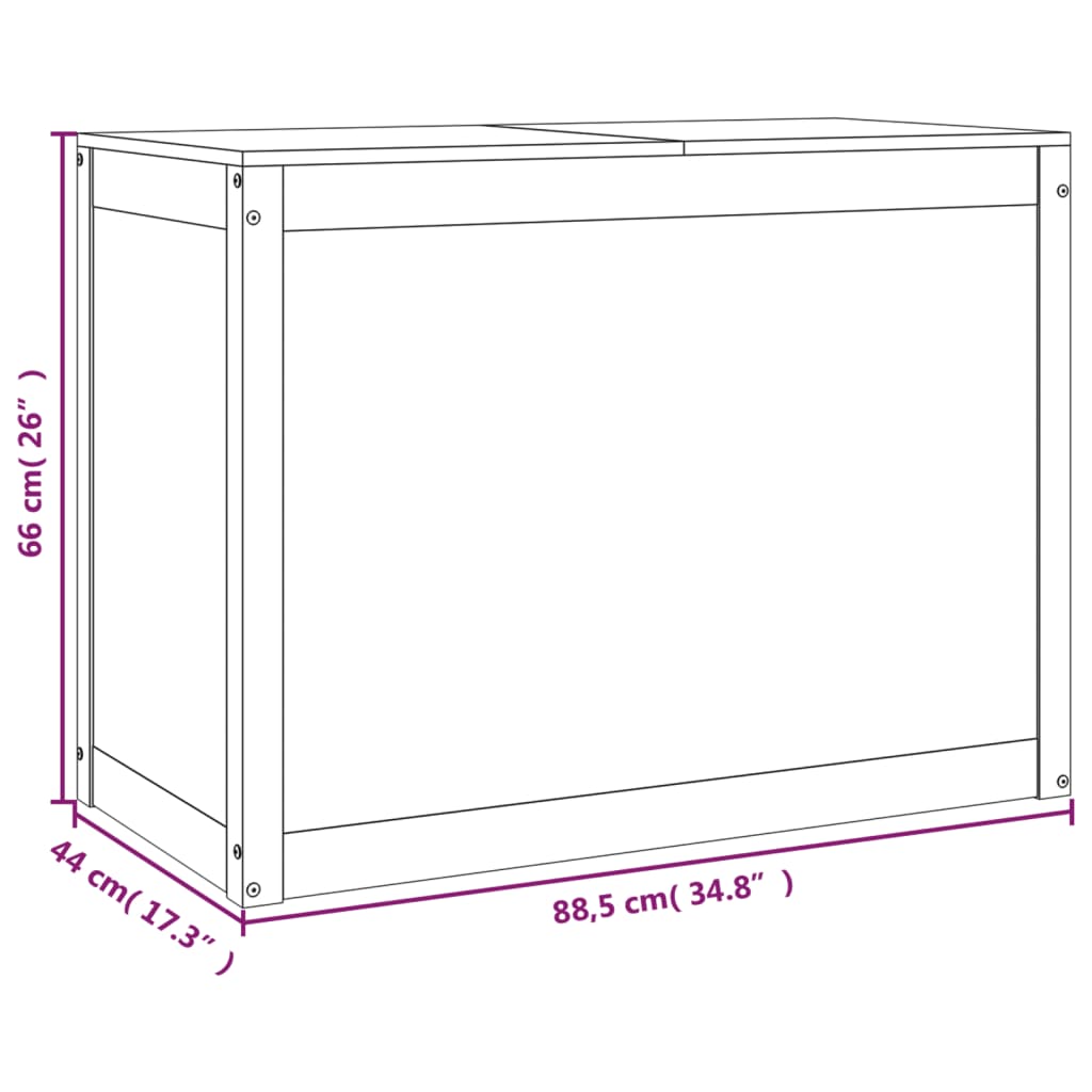 vidaXL Baúl para la colada madera maciza de pino 88,5x44x66 cm