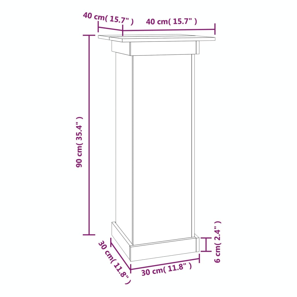 vidaXL Soporte para plantas madera maciza de pino 40x40x90 cm