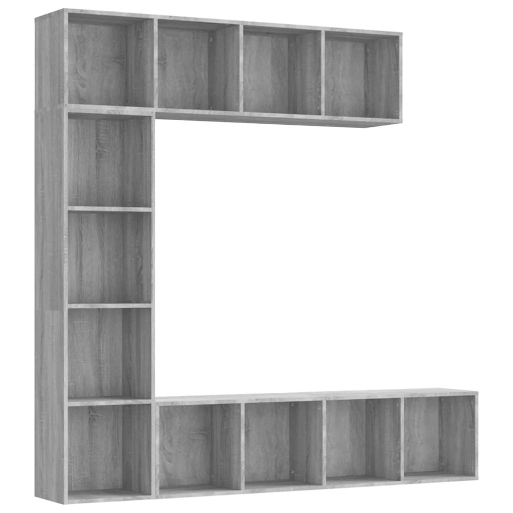 vidaXL Set de estantería/mueble TV 3 pzas gris Sonoma 180x30x180 cm