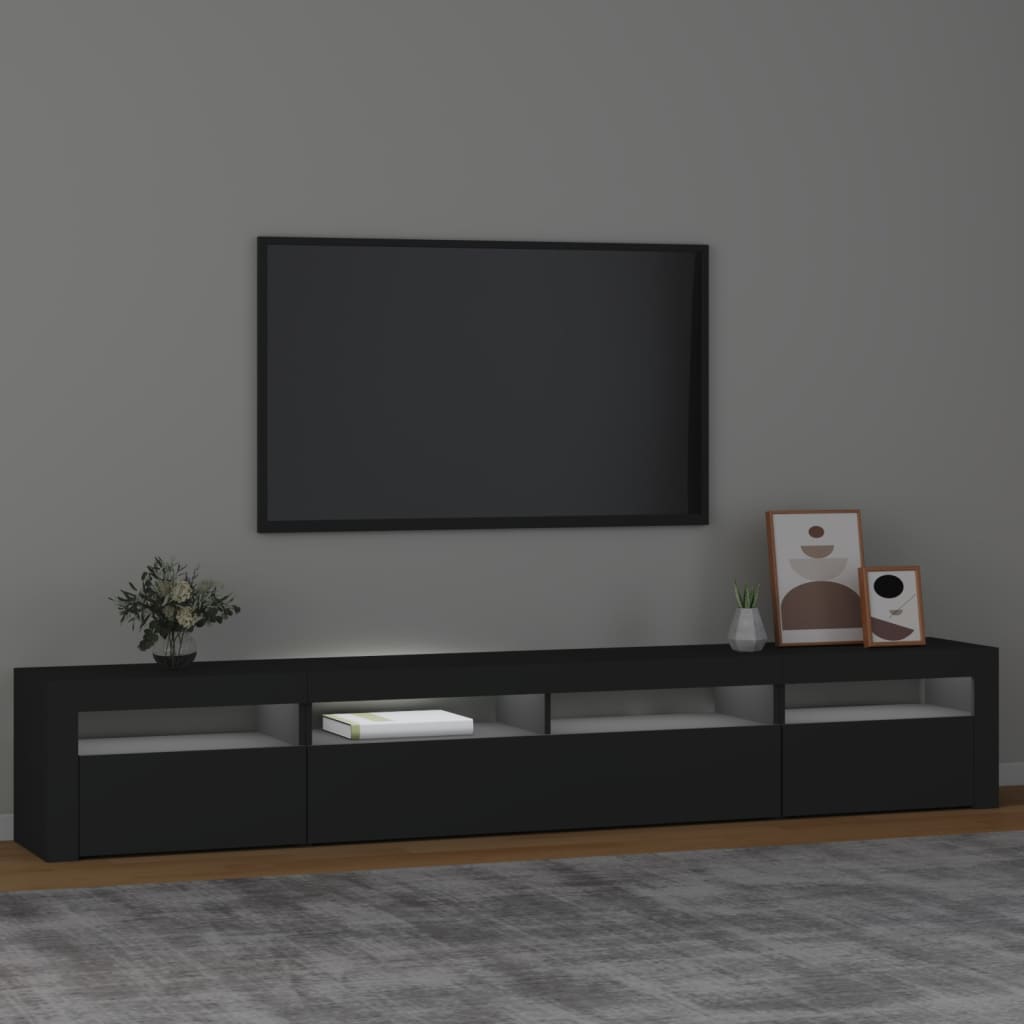 vidaXL Mueble de TV con luces LED Negro 240x35x40 cm